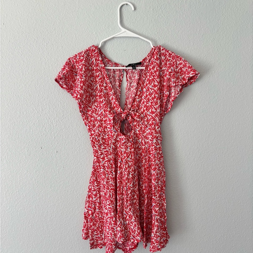 Lulu's Red and White Floral Dress
